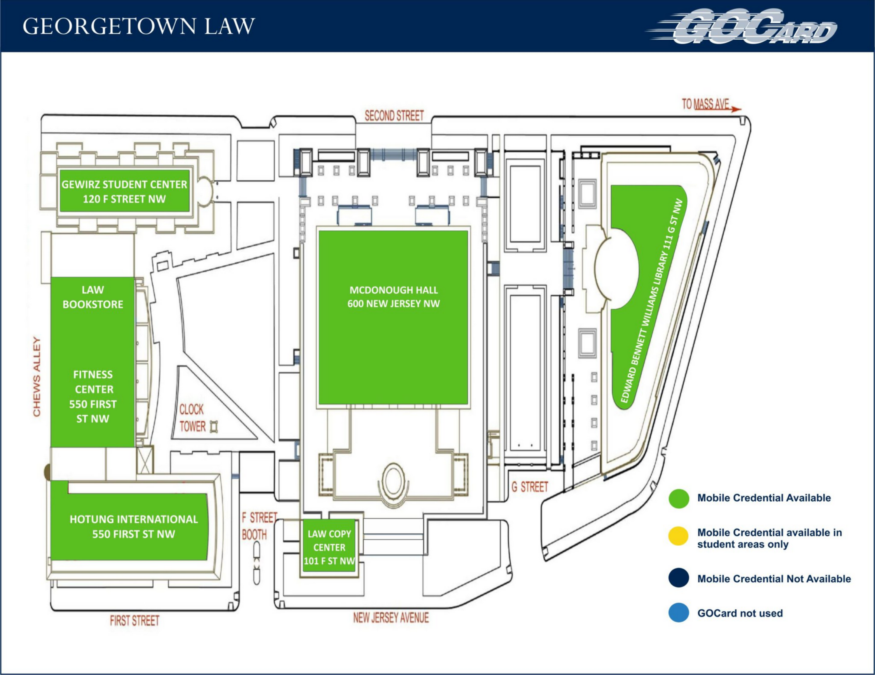 Map of where you can use GOCard (Law Center)