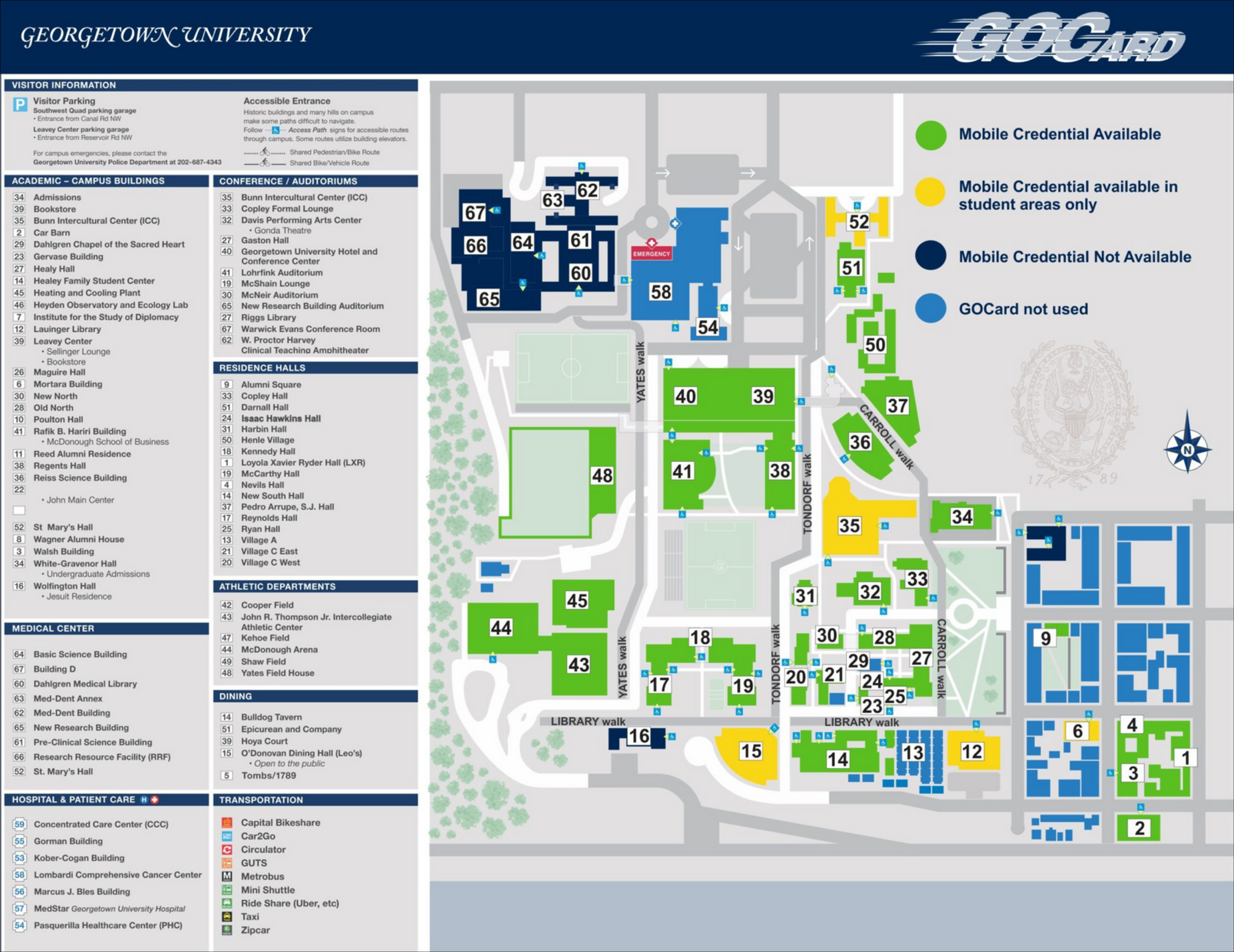 Map of where you can use GOCard-Main Campus