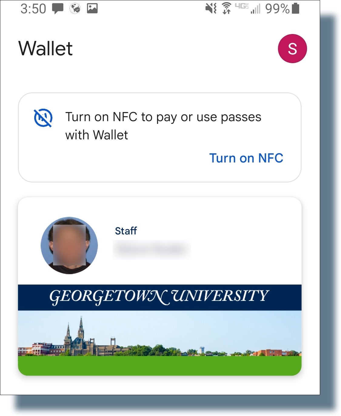 Mobile GOCard displayed in Google Wallet.